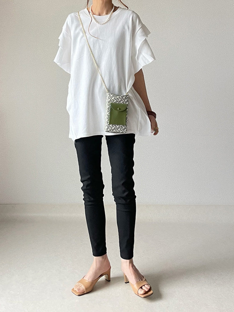 Simple Solid Color Wave Sleeve T-shirt