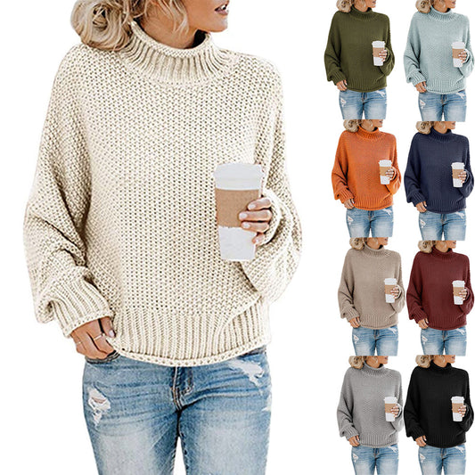 Autumn Winter sweater women's clothing thick thread turtleneck pullover women