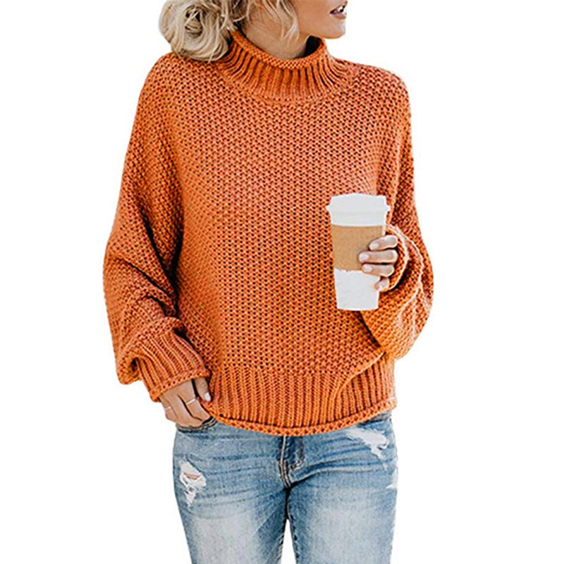 Autumn Winter sweater women's clothing thick thread turtleneck pullover women