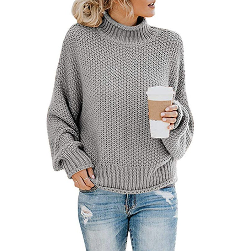 Autumn Winter sweater women's clothing thick thread turtleneck pullover women