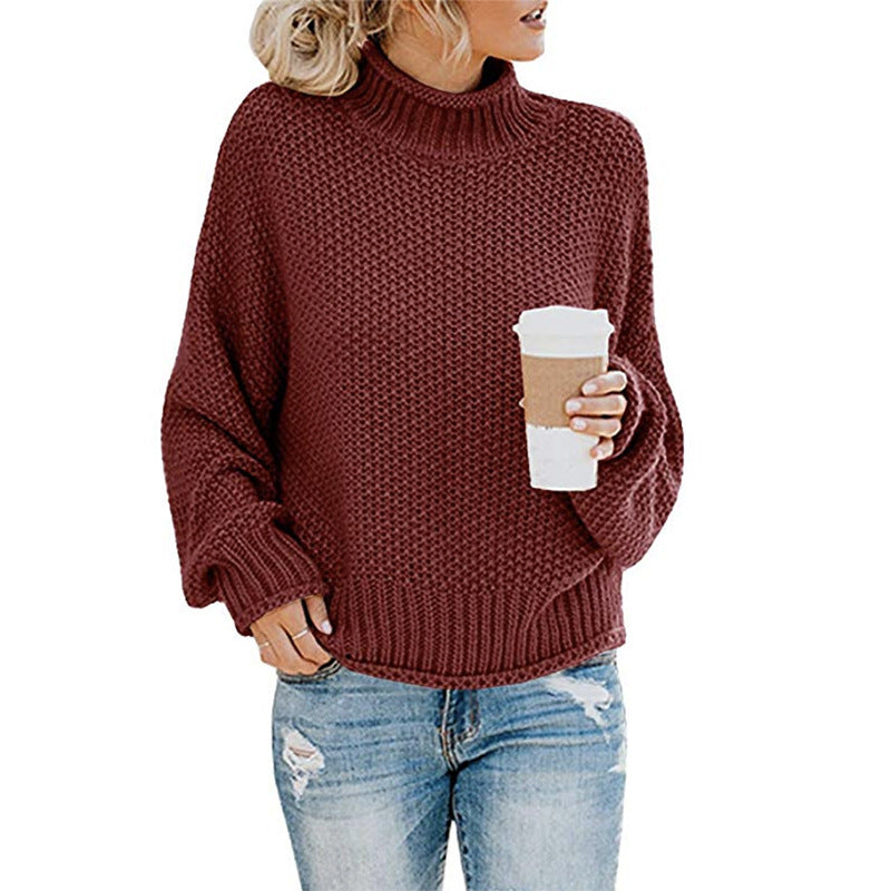 Autumn Winter sweater women's clothing thick thread turtleneck pullover women