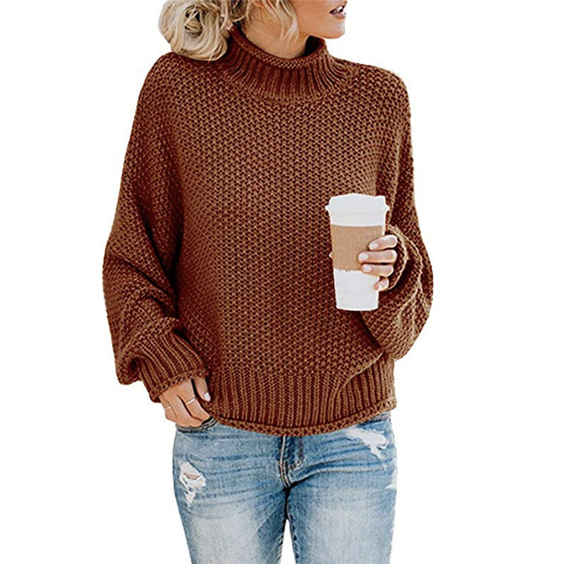 Autumn Winter sweater women's clothing thick thread turtleneck pullover women