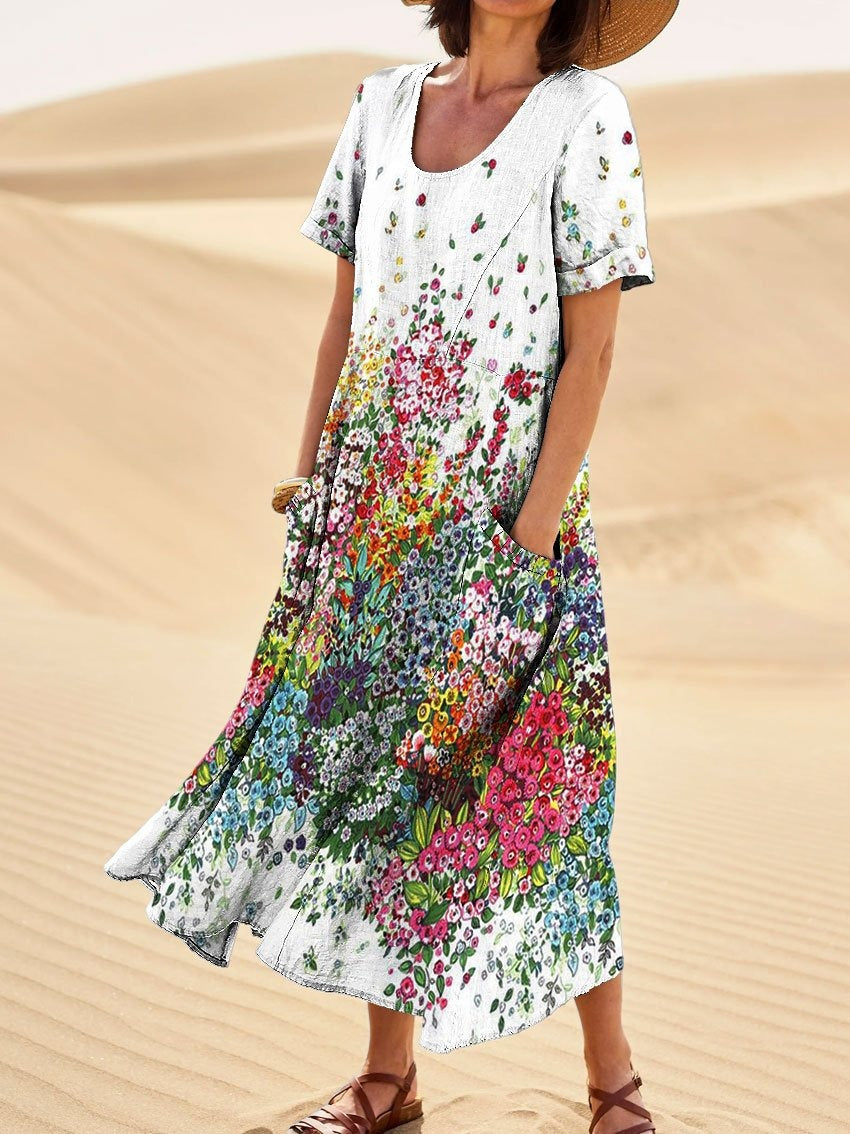 Women's Loose Printed Pocket Dress