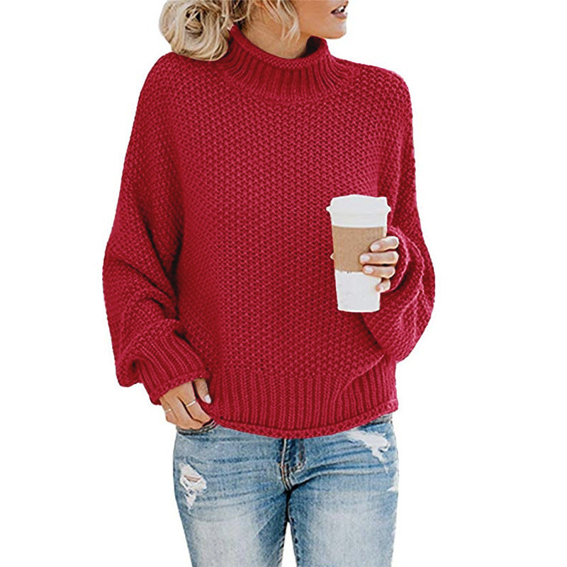 Autumn Winter sweater women's clothing thick thread turtleneck pullover women