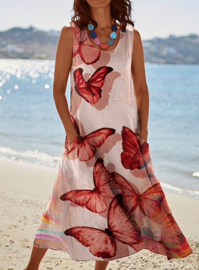 Women's Loose Retro Print Dress