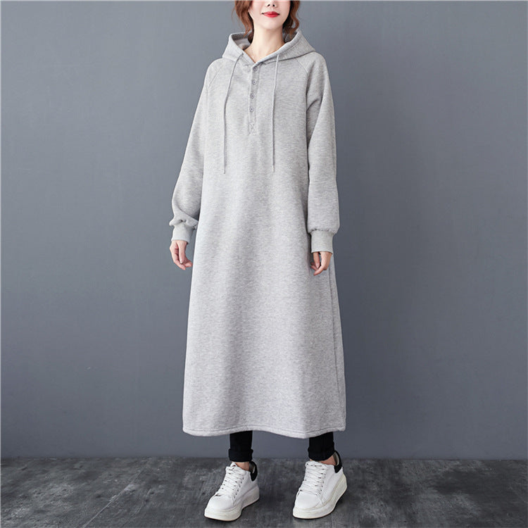 Casual Thickened Hooded Sweatshirt Dress