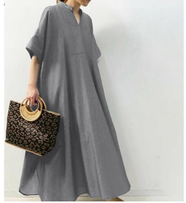 Classic Solid Color Short Sleeve Maxi Dress