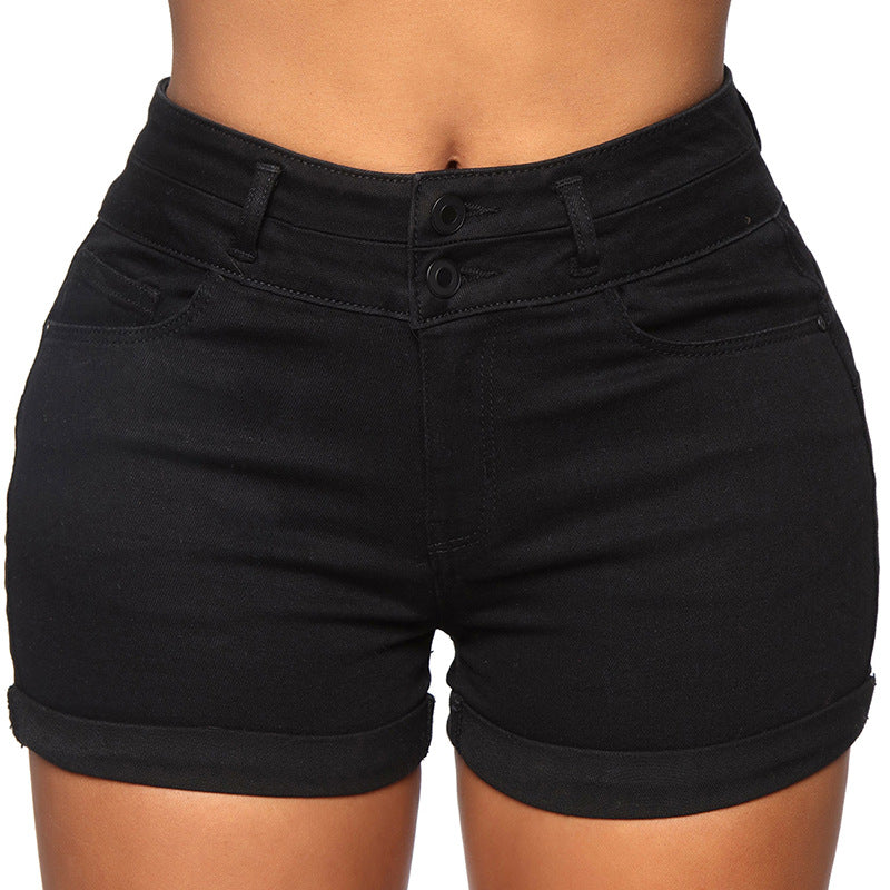 Slim-fit elastic hip lift boutique women's denim shorts