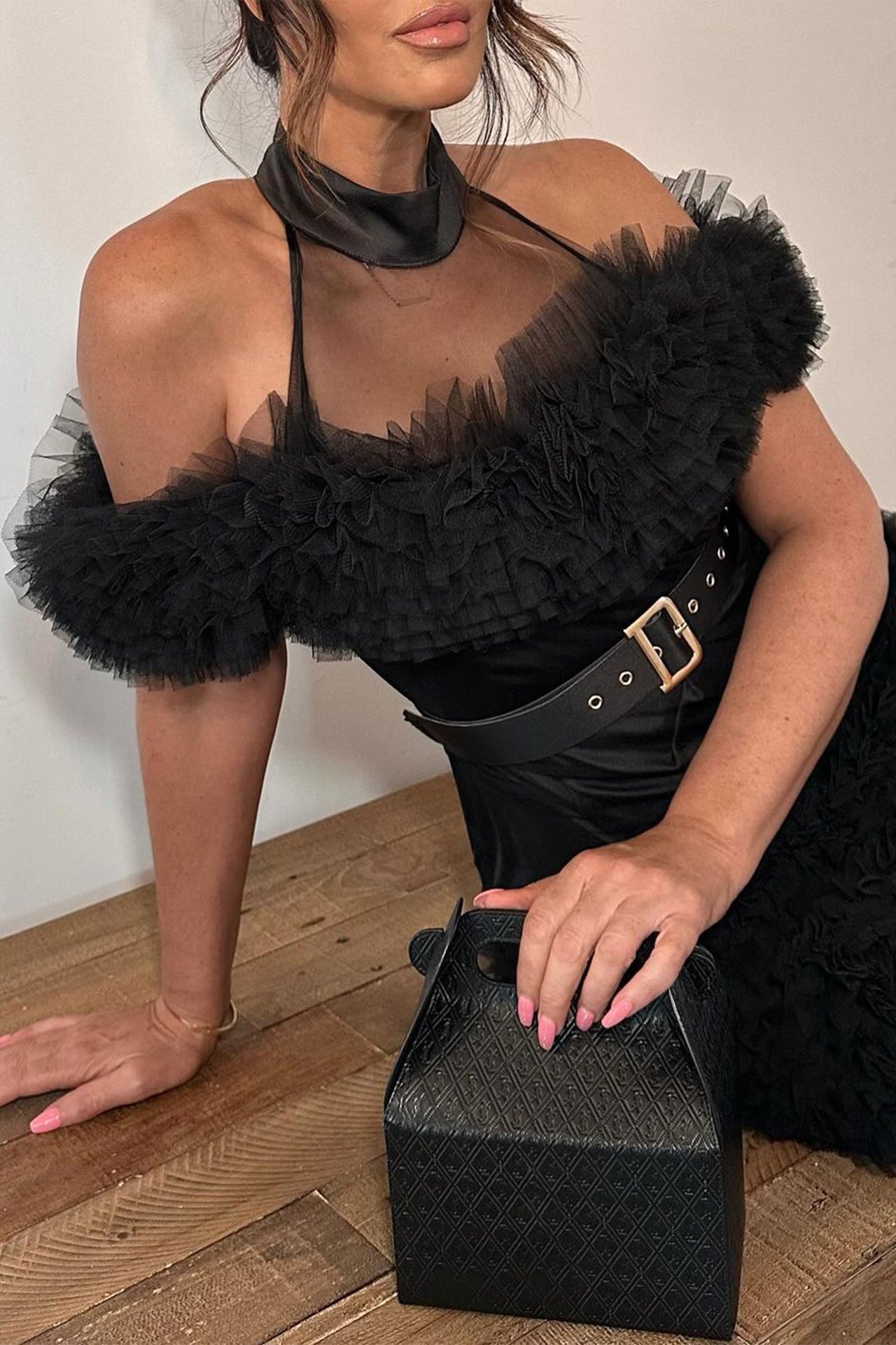 Penelope Halterneck Mesh Midi Dress