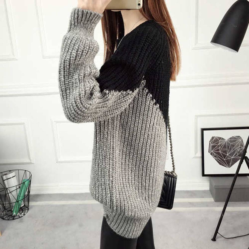 Patchwork Mid-Length Women's Sweater