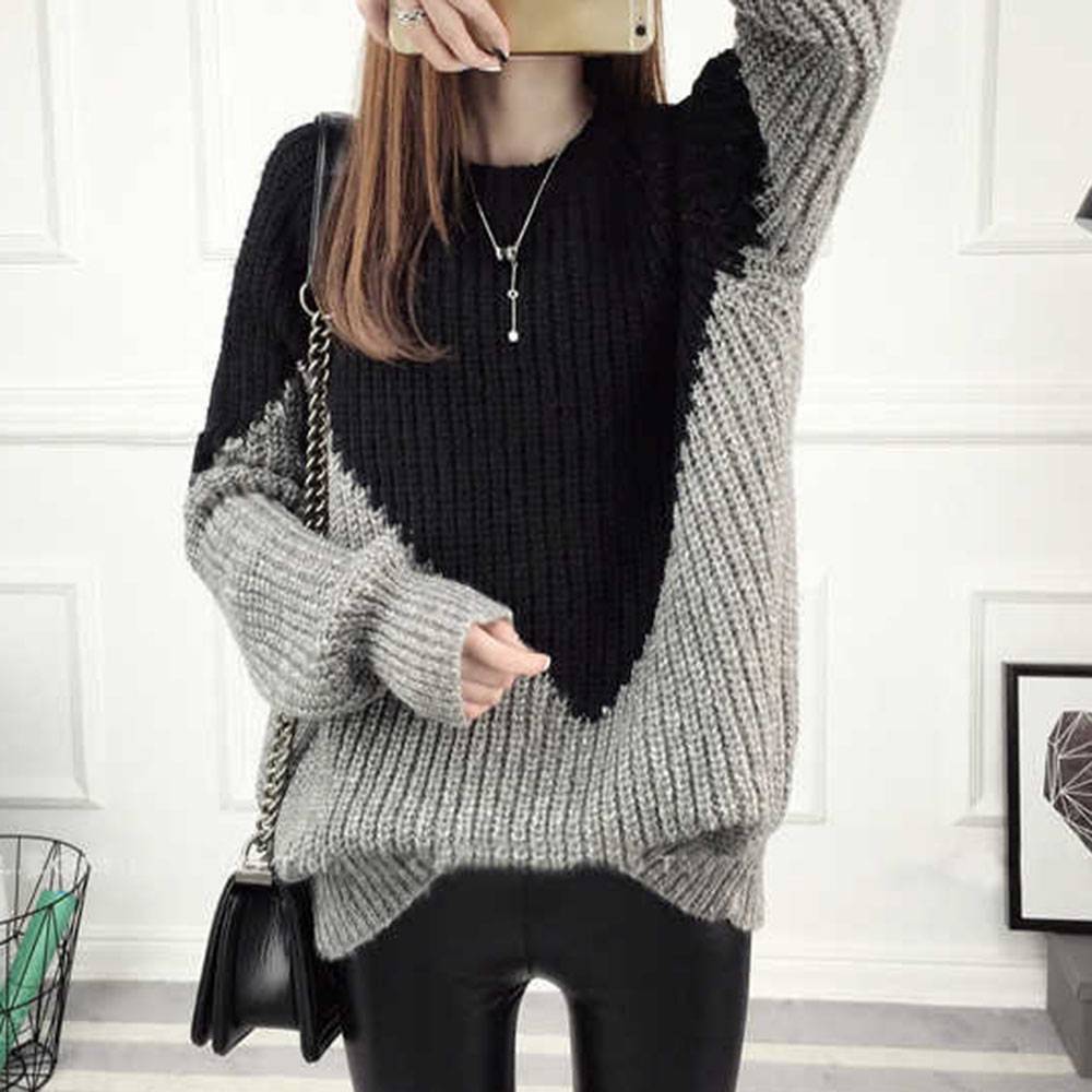 Patchwork Mid-Length Women's Sweater