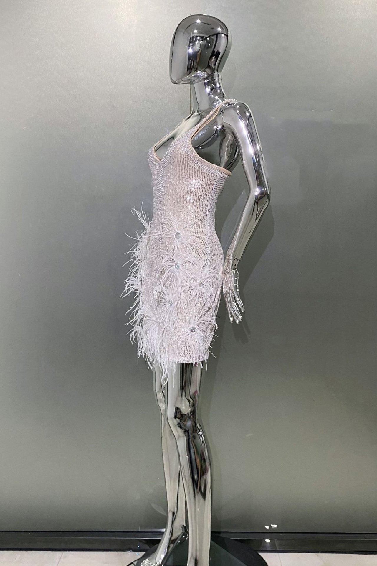 Esme Strap Feather Mini Dress