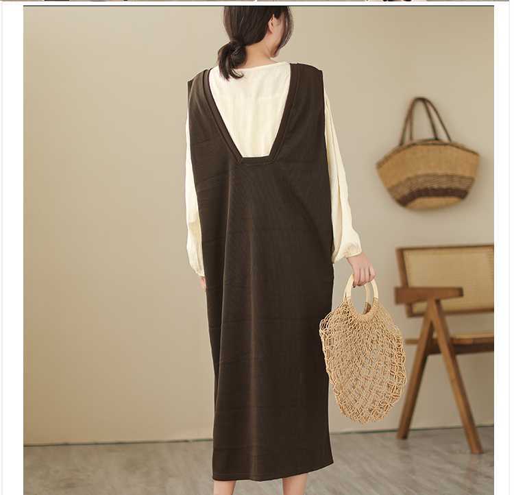 Casual Solid Color Blouse and Sleeveless Maxi Dress