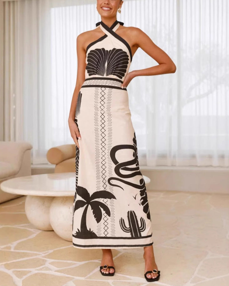 Holiday Shell Printed Neck Dress