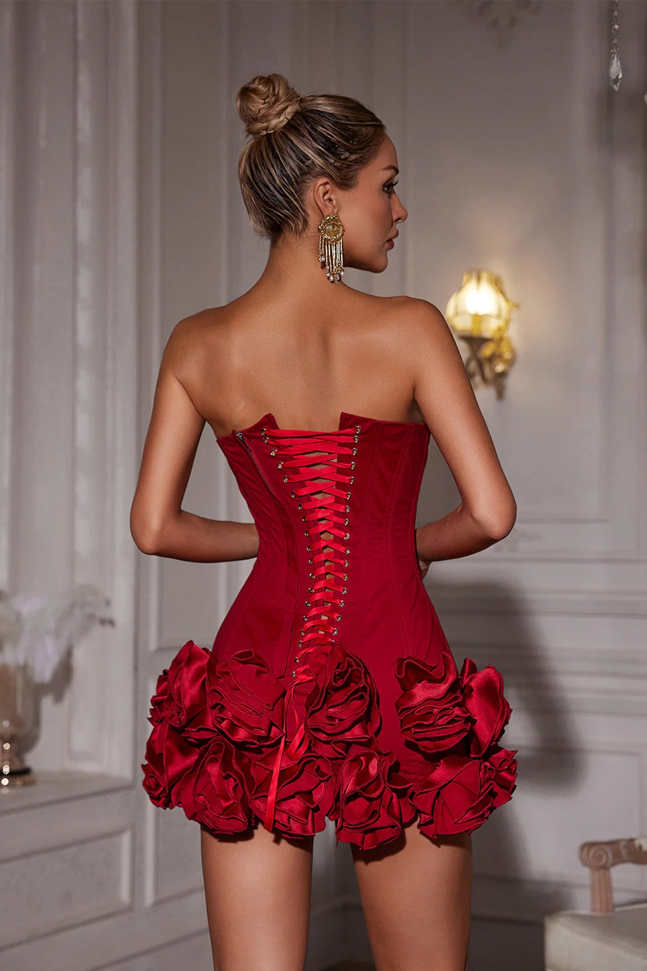 Alina Strapless Flower Mini Dress