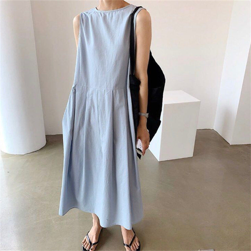 Summer Vintage V-Neck Sleeveless Midi Dress