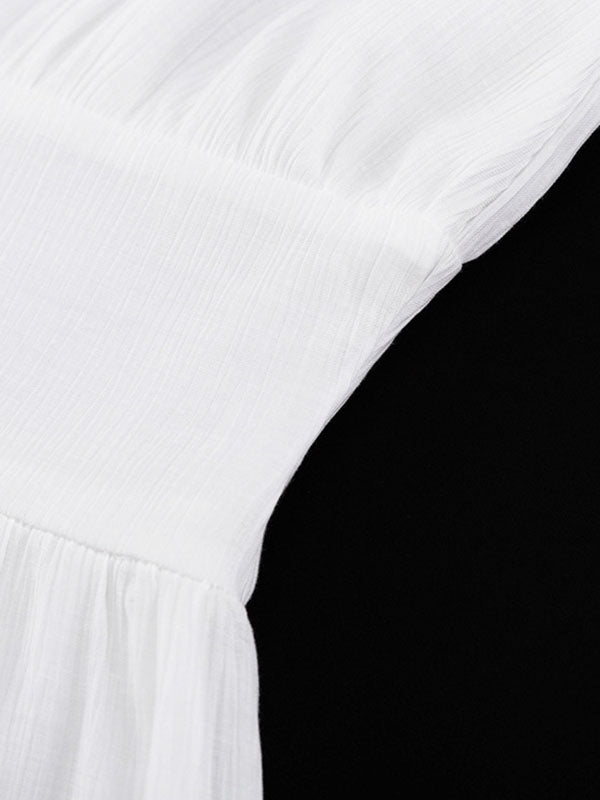 Puff Sleeve Waisted Maxi White Dress