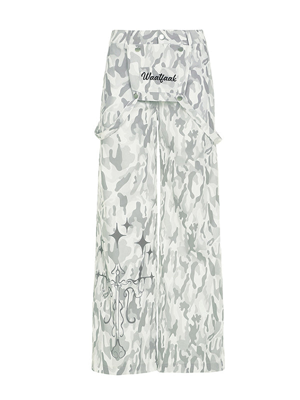 Loose Wide Leg Contrast Color No Belt Pants Trousers