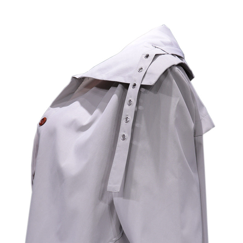 Niche Personality Solid Color Lapel Long Coat