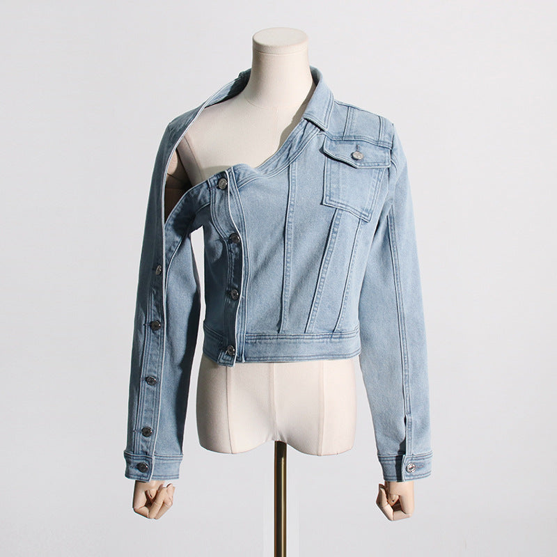 Niche Design Denim Off-the-shoulder Jacket