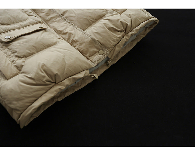 Literary Solid Color Stand Collar  Down Vest Coat