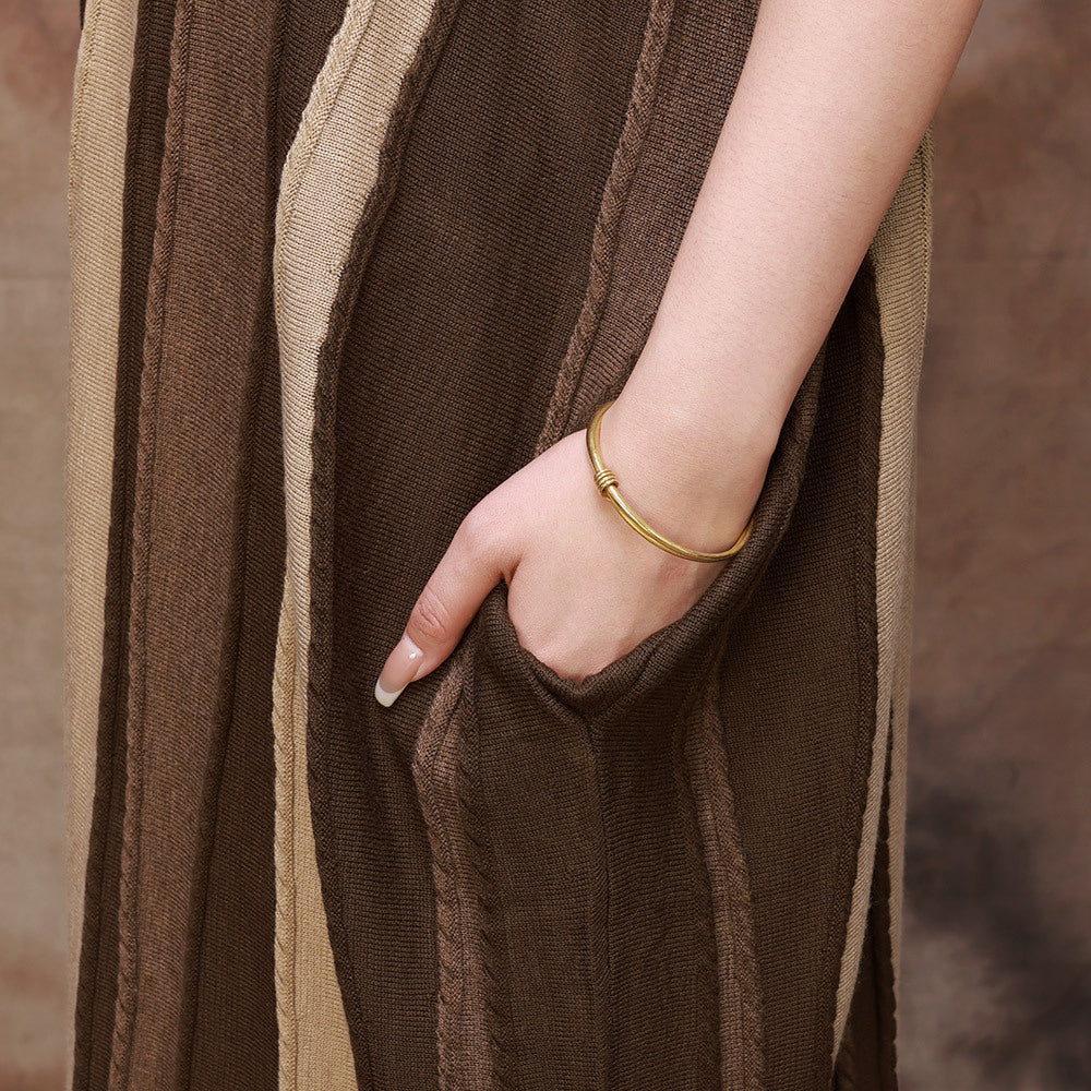 Original Design Knit Short Sleeve Midi Dress