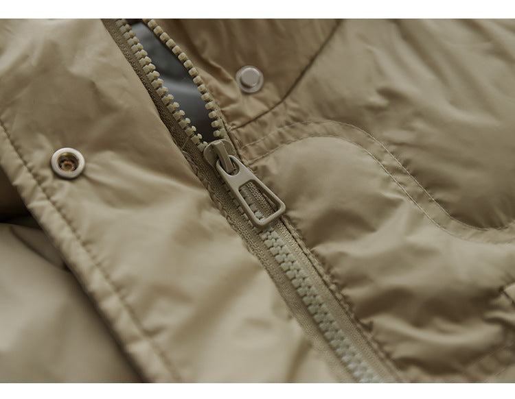 Literary Solid Color Stand Collar  Down Vest Coat