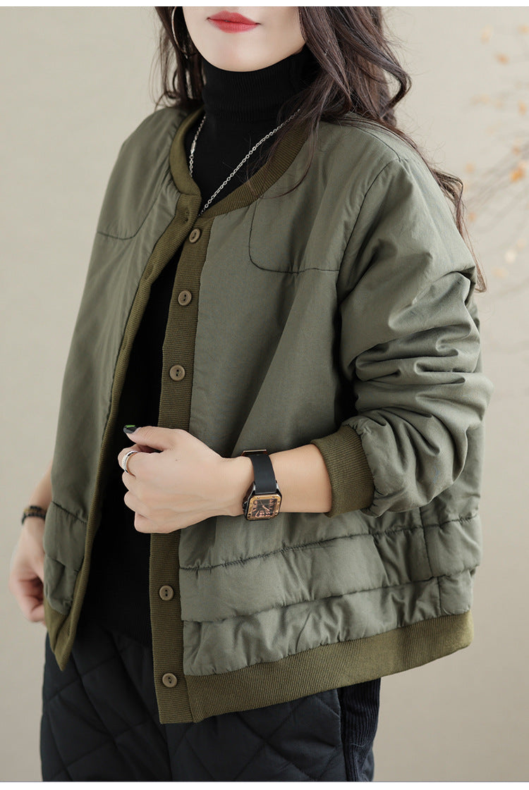 Classic Color Blocking Round Neck Jacket