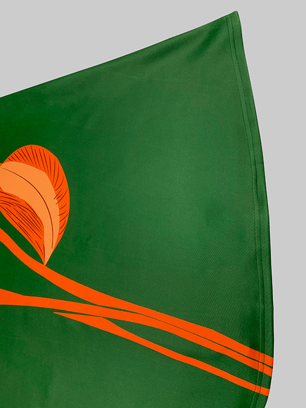 A-Line Long Sleeves Flower Print Split-Joint High Neck Midi Dresses