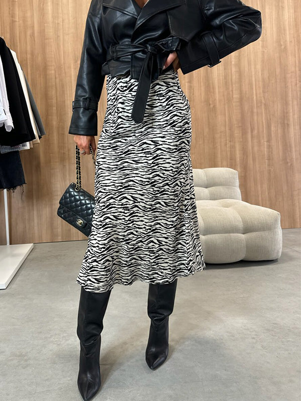 Fashion Trend High-Waisted Printed Skirt