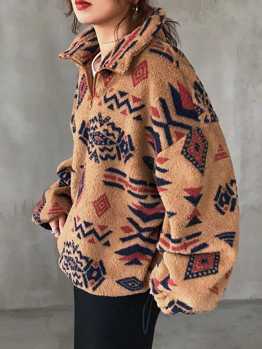 Women's Lamb Wool Geometric Print Pullover(Buy 2 Free Shipping)