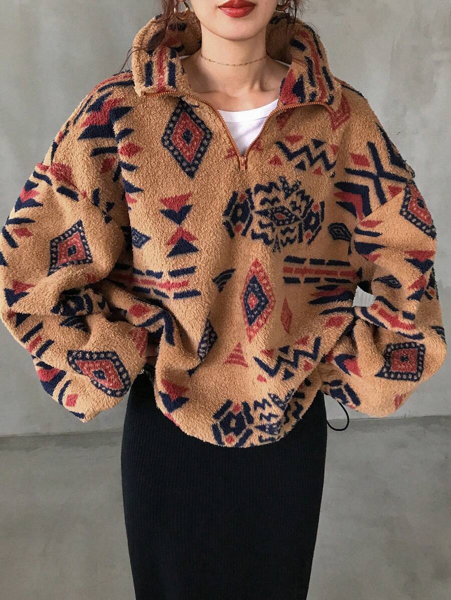 Women's Lamb Wool Geometric Print Pullover(Buy 2 Free Shipping)