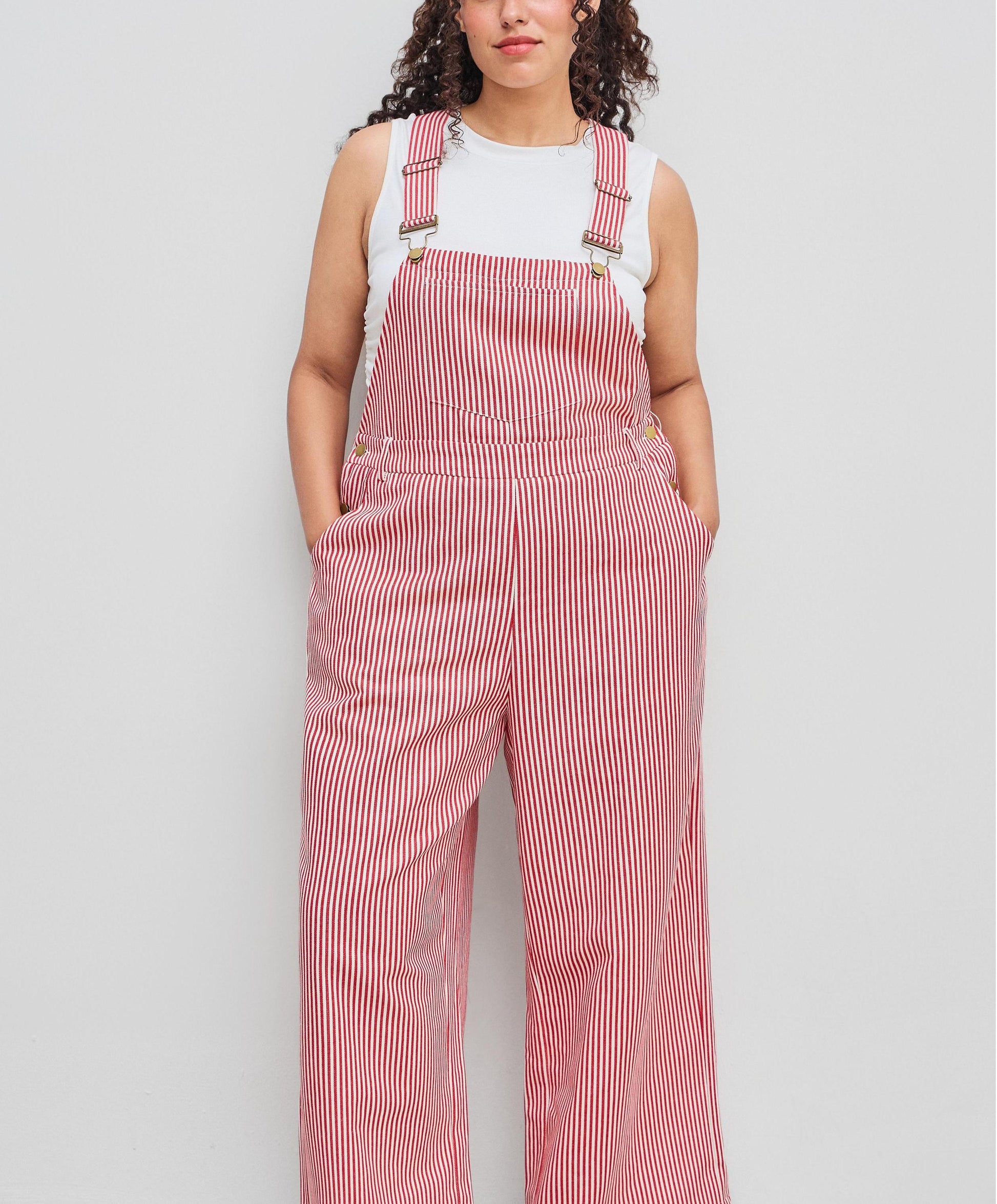 Women's Striped Button Pocket Wide Leg Jumpsuit(Buy 2 Free Shipping)