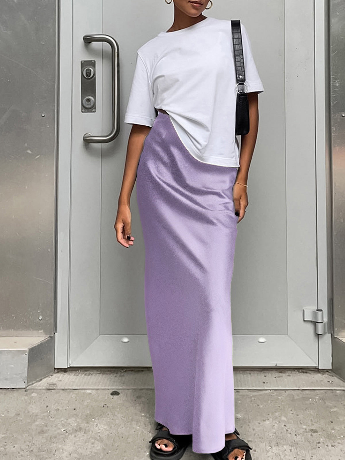 Utility Satin Long Skirt