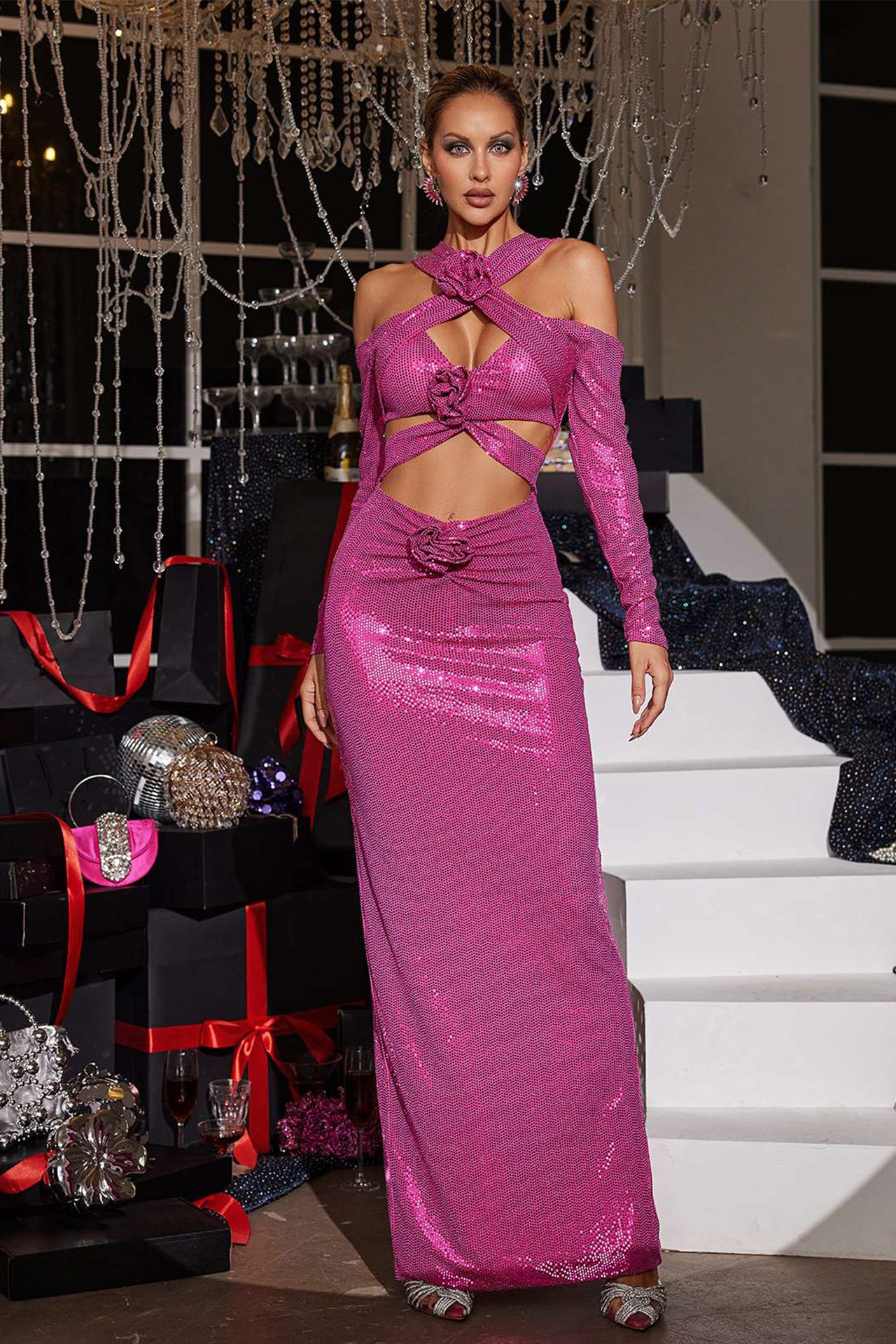 Ruby Flower Cut-Out Maxi Dress