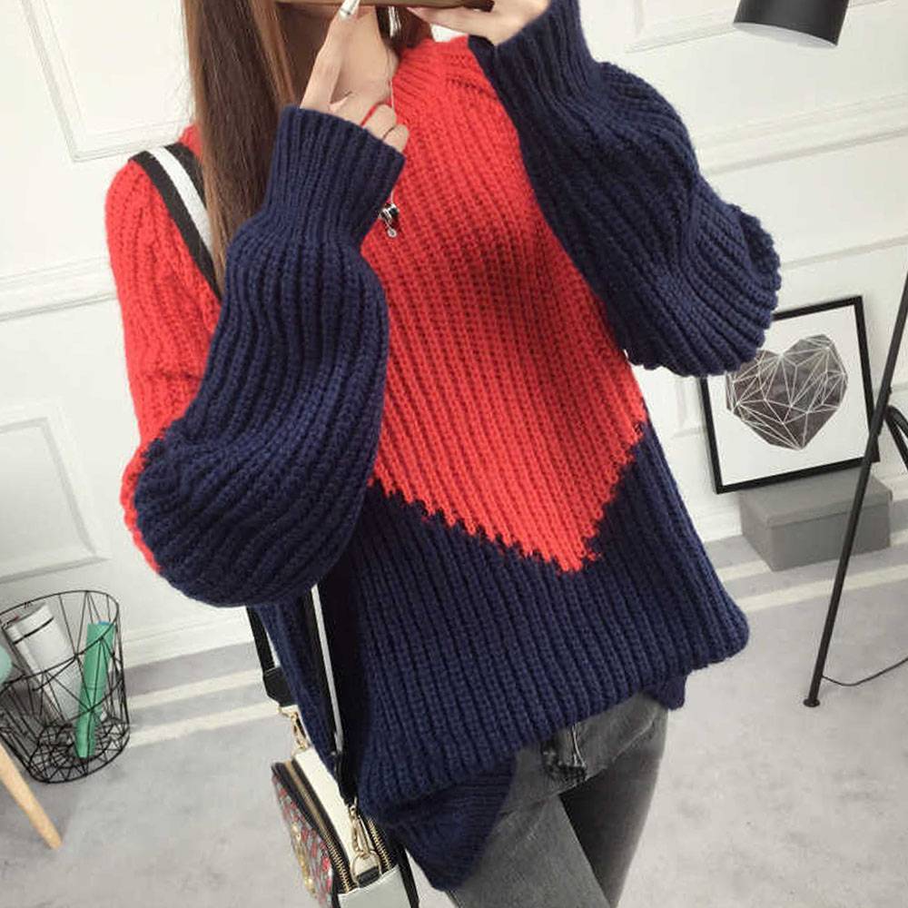 Patchwork Mid-Length Women's Sweater