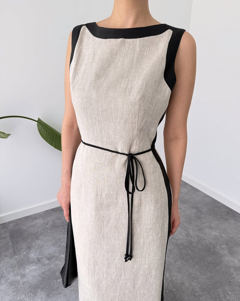 Casual Color Contrast Sleeveless Dress