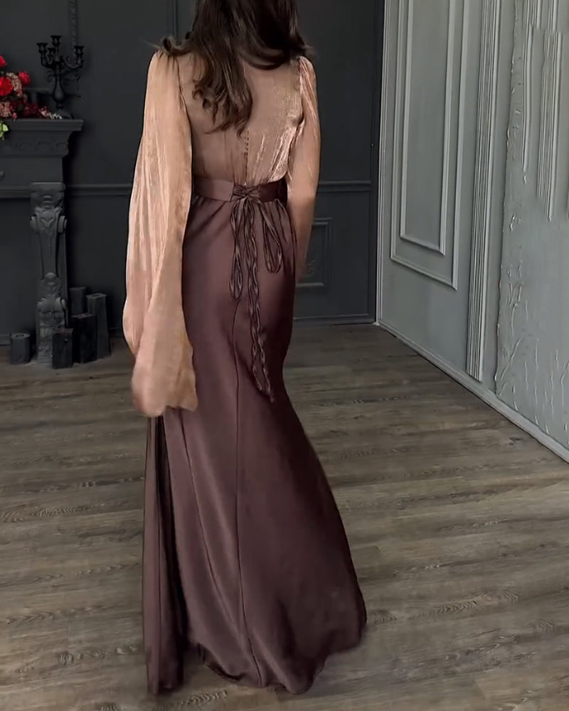 Elegant Split Sleeve Top & Skirt Two-Piece Set