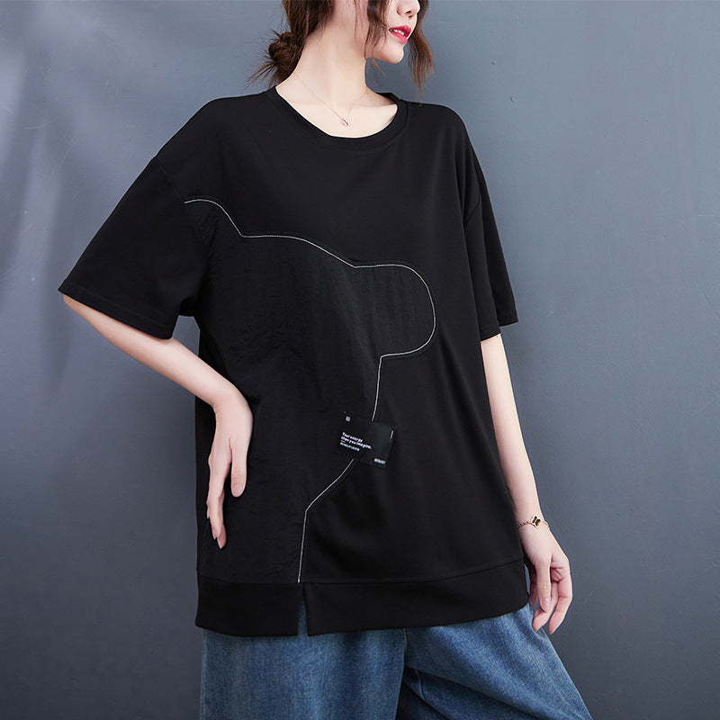 Casual Splicing Round Neck Short Sleeve T-shirt