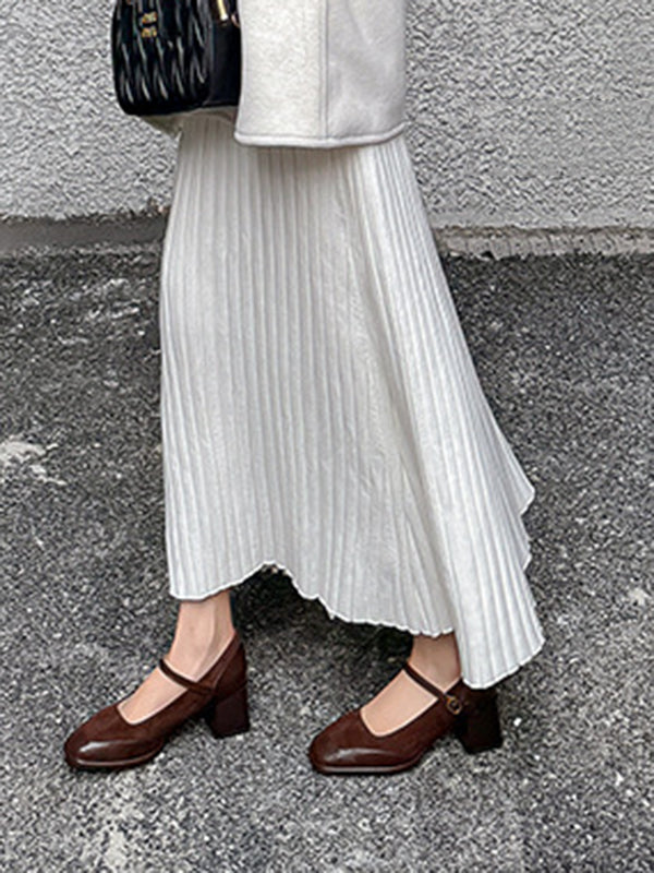 Shallow Cut Split-Joint Square-Toe Mary Janes Pumps