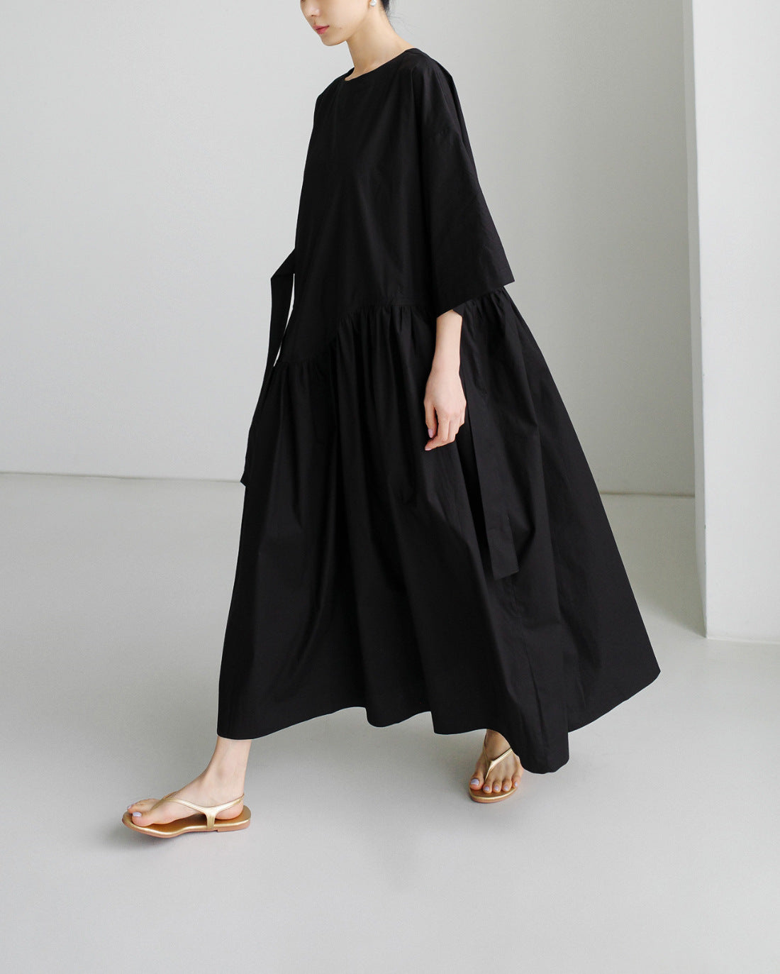 Urban Style Bow Lace-Up Midi Dress