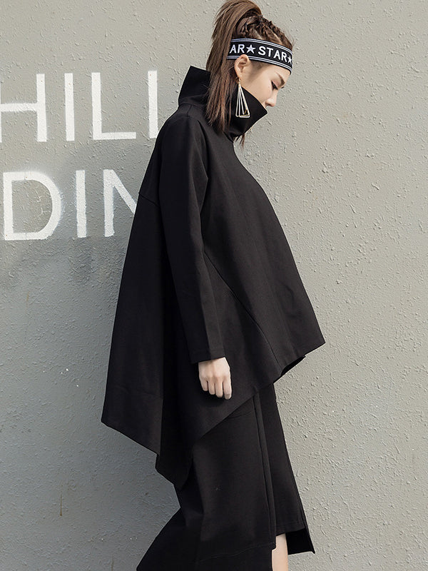 Irregular High Collar Long Sleeve Sweatshirt