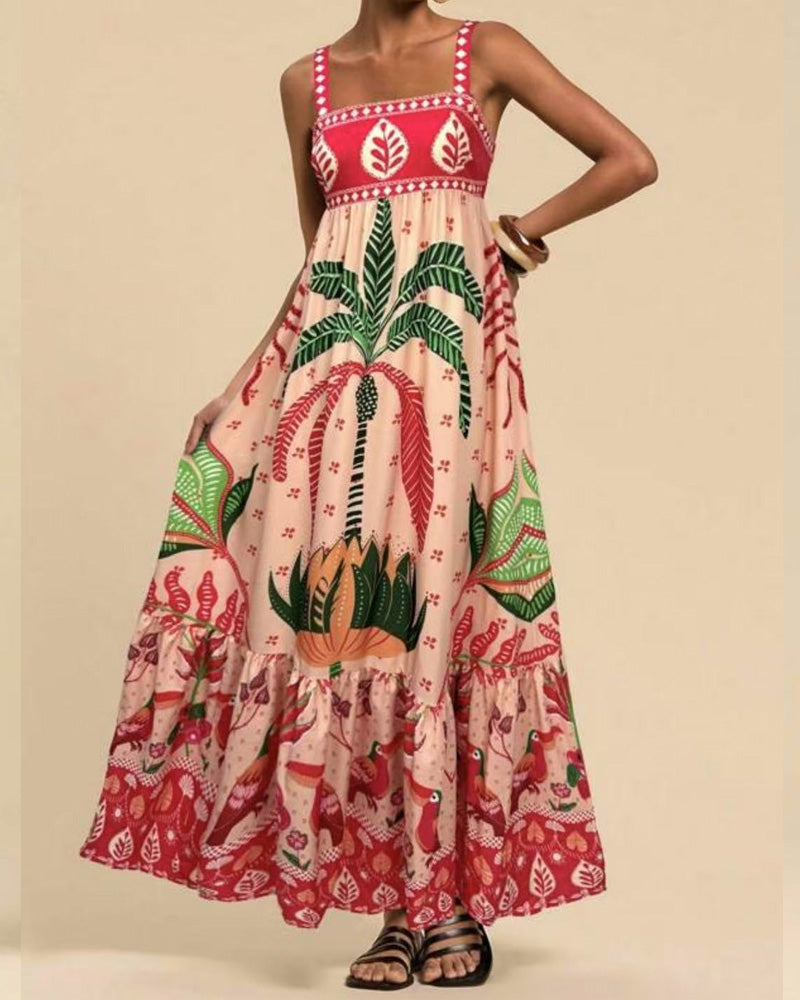 Casual Bohemian Print Sling Dress