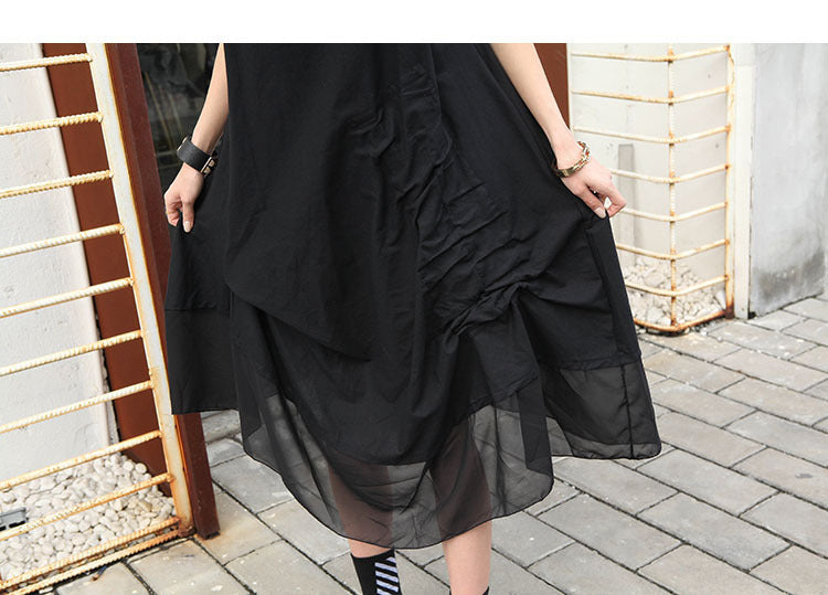 Vintage Patchwork Irregular Sleeveless A-Line Dress