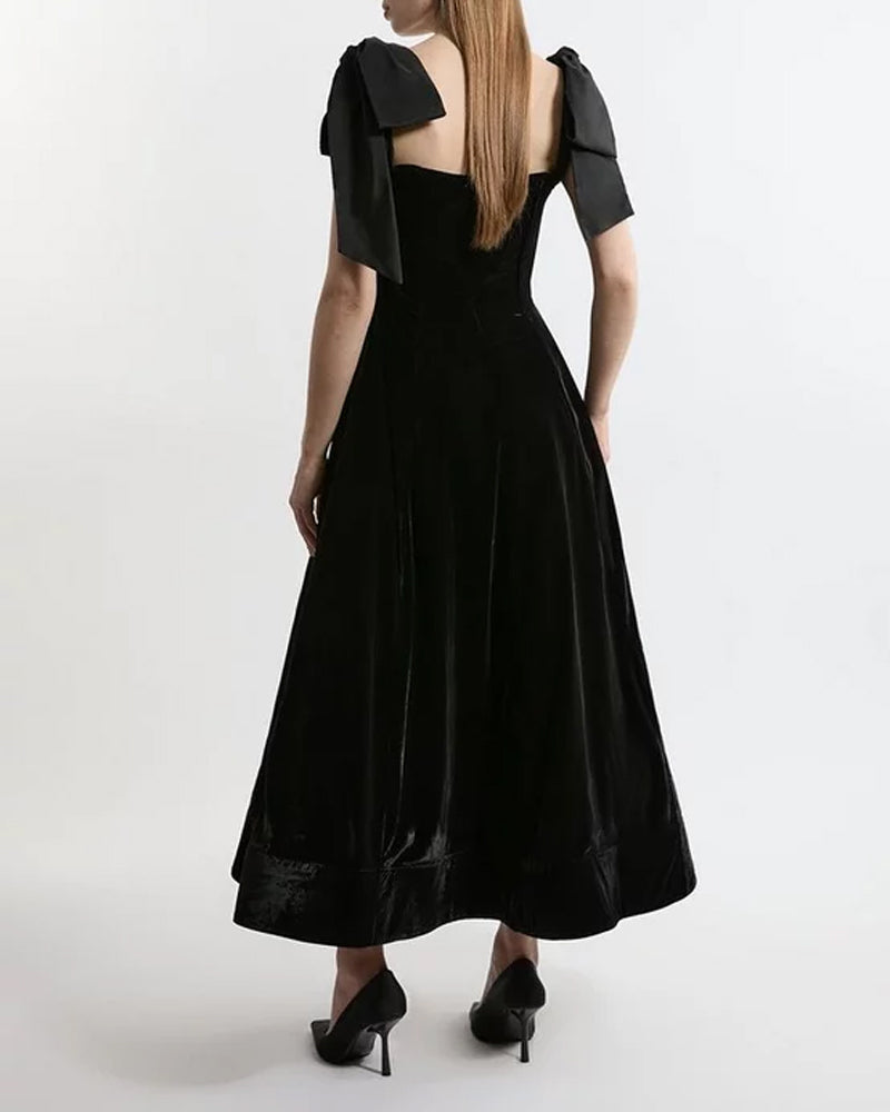Fashion Lace-up Velvet Dress