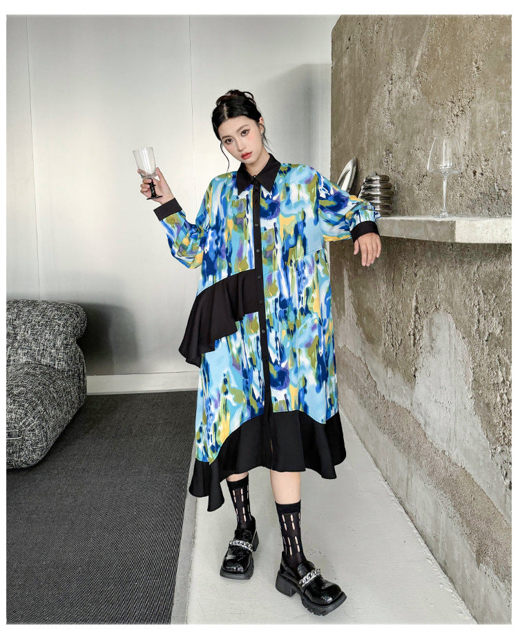 Personalized Printed Splicing Maxi Dress