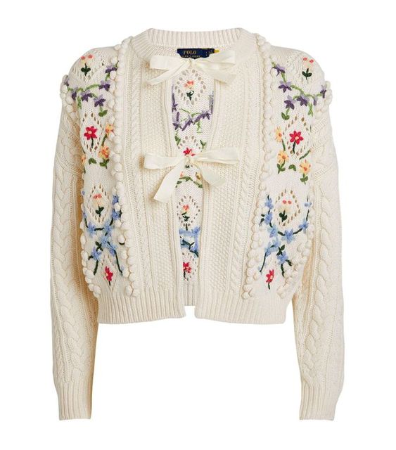 Floral Knit Cardigan Sweater