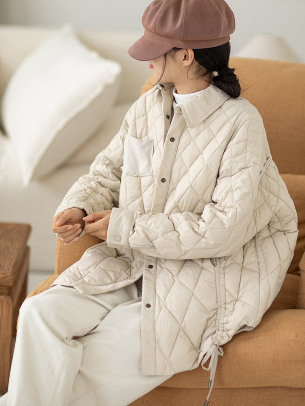 Casual Solid Color Lapel Down Jacket