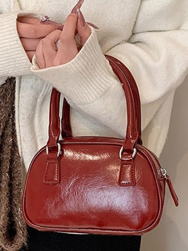 Geometric Solid Color Zipper Crossbody Bags Handbags