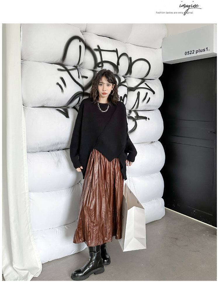 Irregular Knit Long Sleeve Sweater